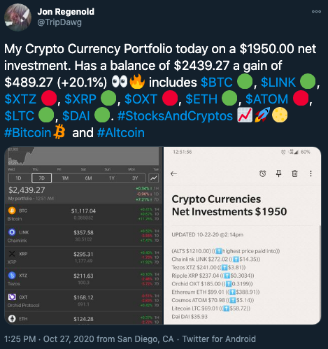 How would you trade $1000 in crypto in November 2020?